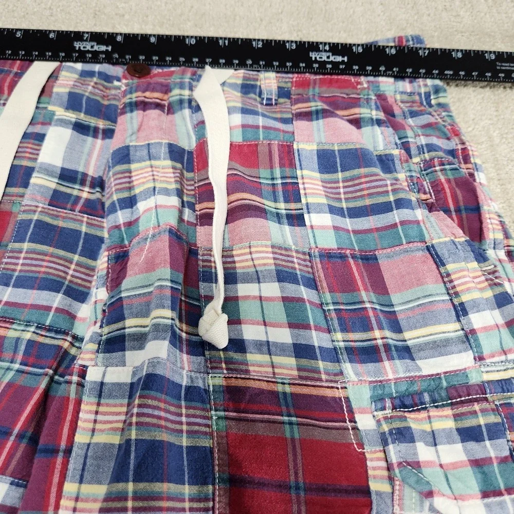 J Crew Patchwork Cargo Shorts Men 32 Relaxed Fit Vintage Style Drawstring Madres
